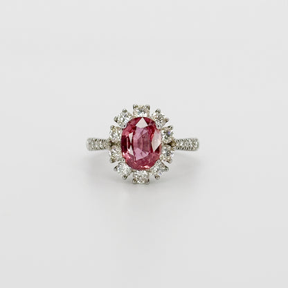 Oval Cut Pink Sapphire Ring in White Gold