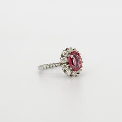 Oval Cut Pink Sapphire Ring in White Gold