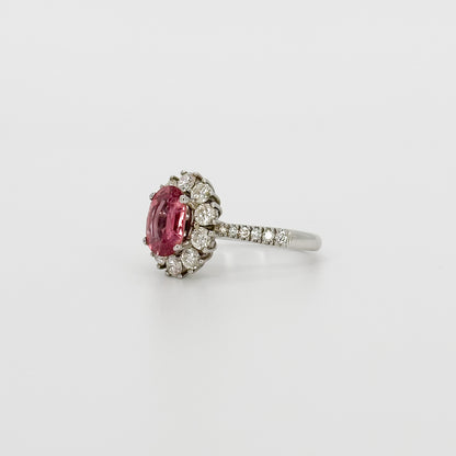 Oval Cut Pink Sapphire Ring in White Gold