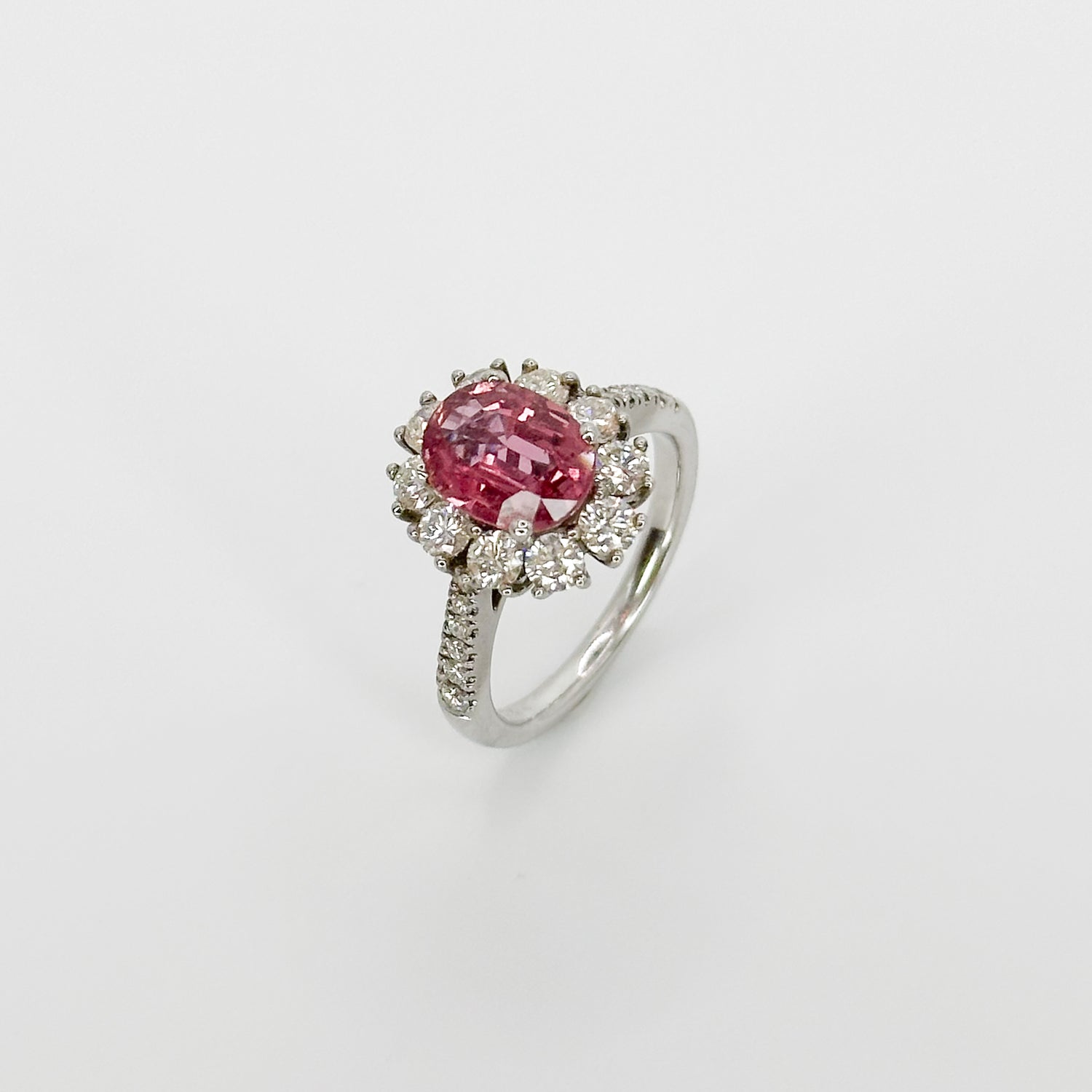 Oval Cut Pink Sapphire Ring in White Gold