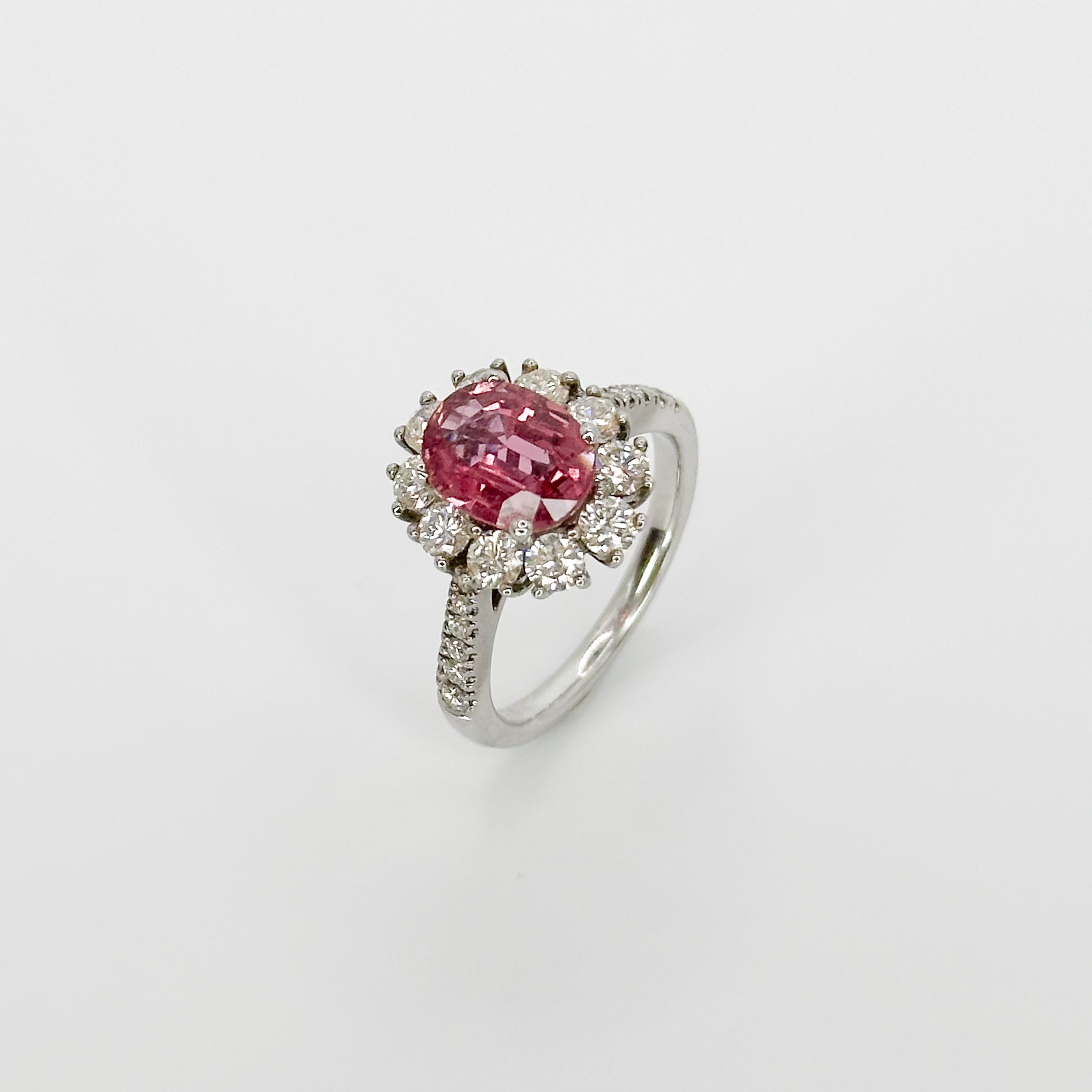 Oval Cut Pink Sapphire Ring in White Gold