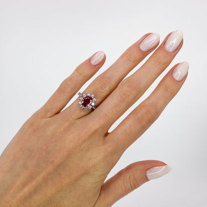 Oval Cut Pink Sapphire Ring in White Gold