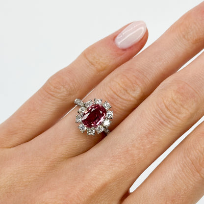 Oval Cut Pink Sapphire Ring in White Gold