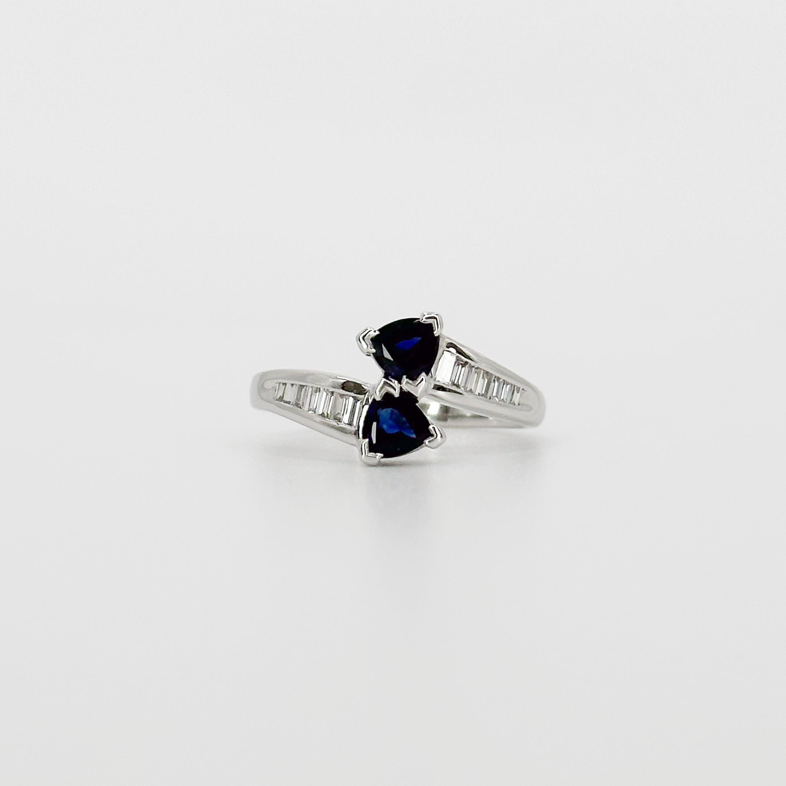 Sapphire Two Stone Ring in White Gold