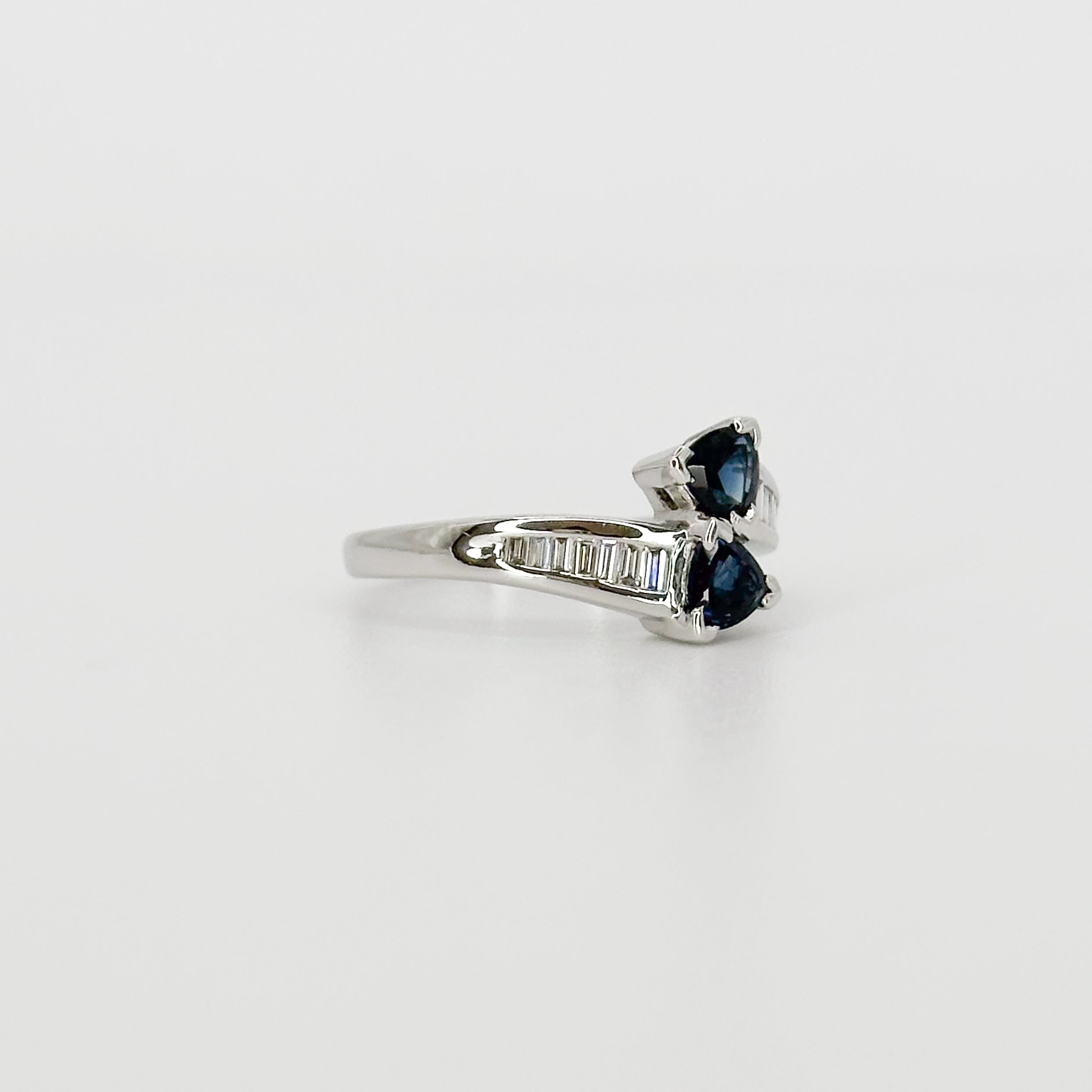 Sapphire Two Stone Ring in White Gold