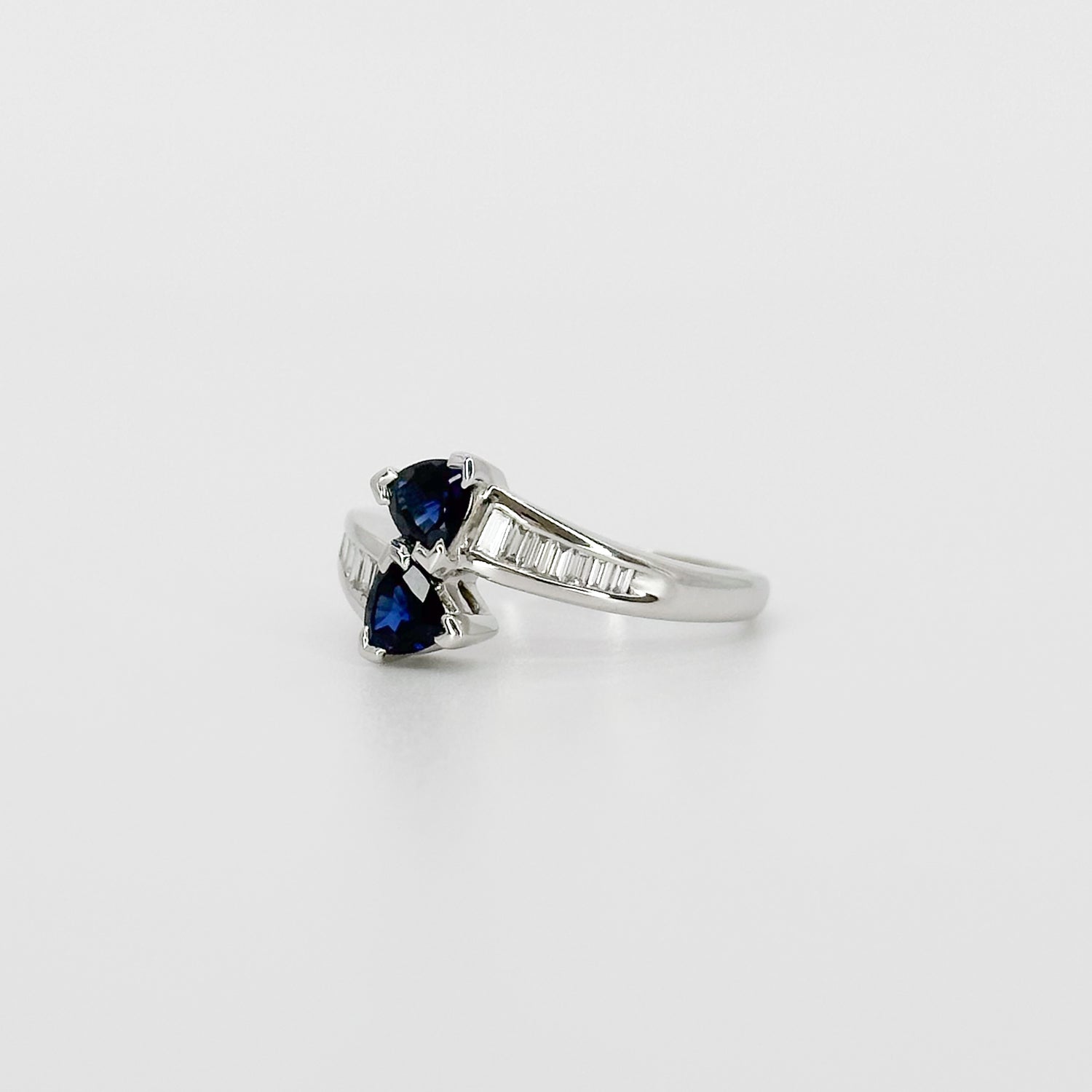 Sapphire Two Stone Ring in White Gold