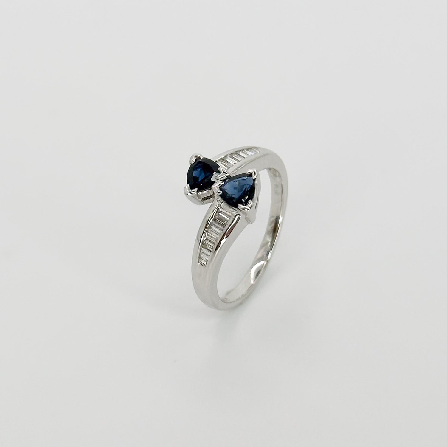 Sapphire Two Stone Ring in White Gold