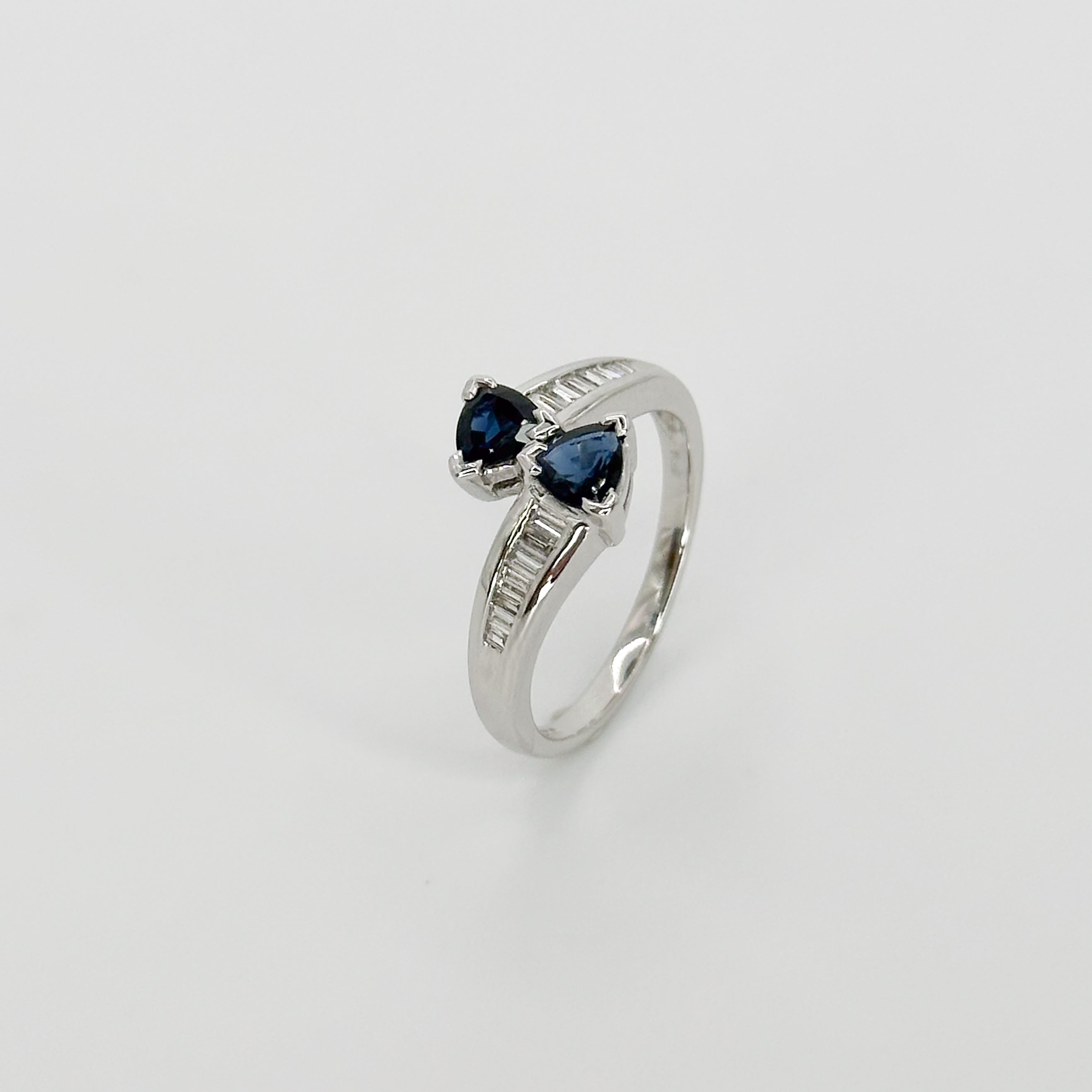 Sapphire Two Stone Ring in White Gold