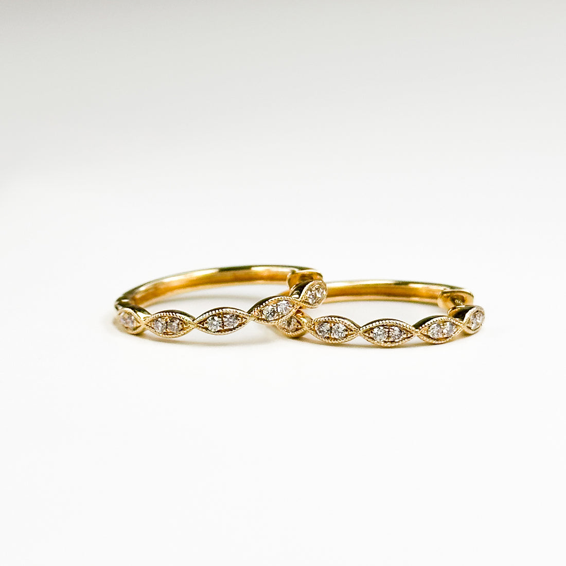 Yellow Gold Hoop Earrings with Diamonds