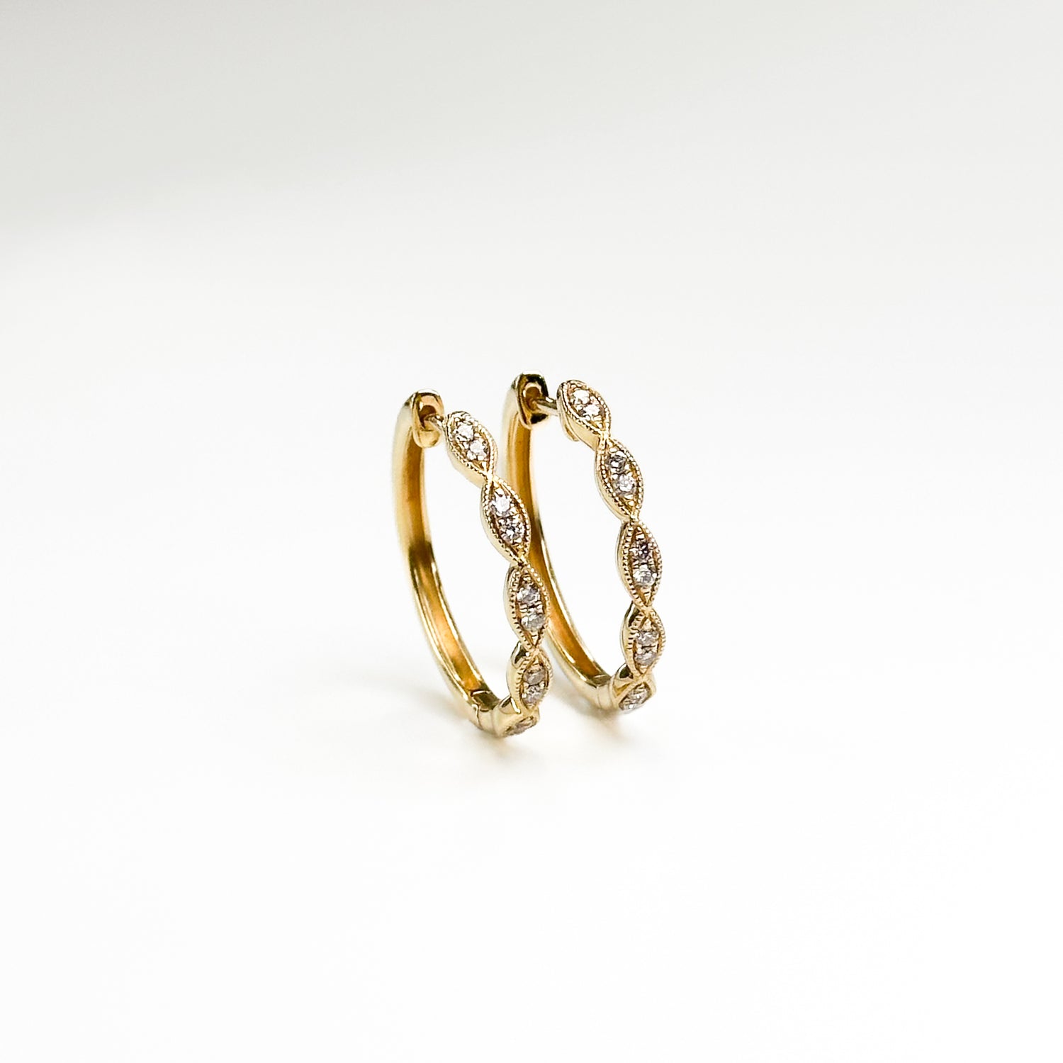 Yellow Gold Hoop Earrings with Diamonds