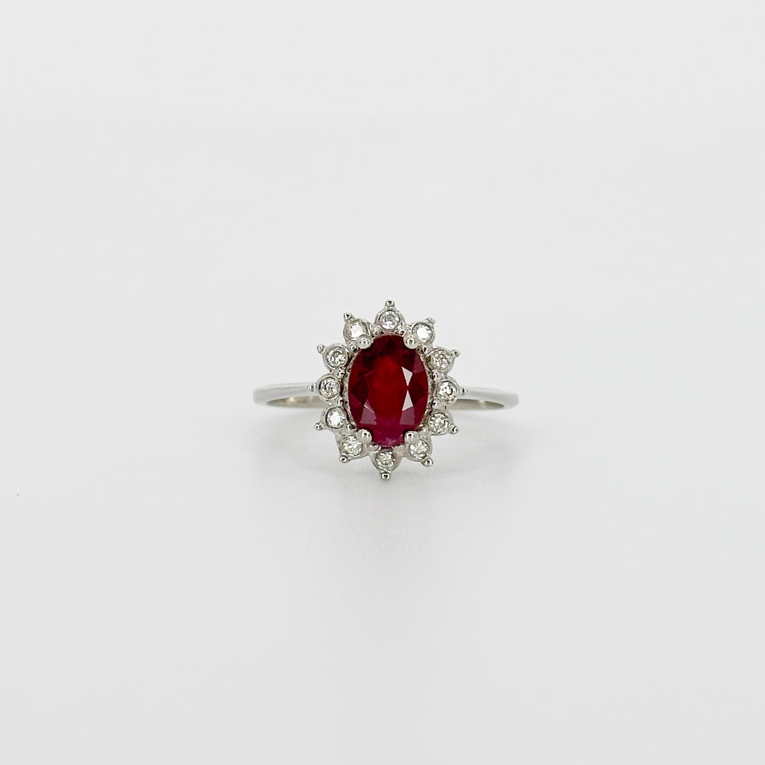 Ruby Ring with Diamond Halo