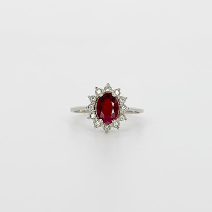 Ruby Ring with Diamond Halo