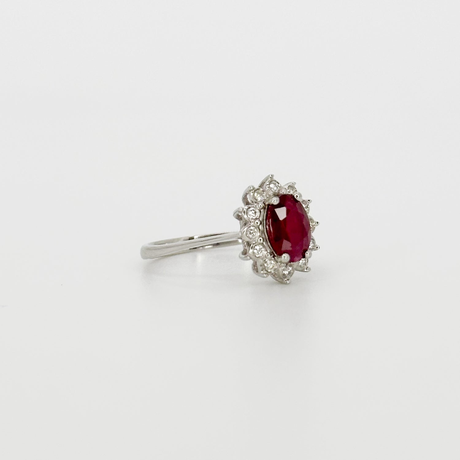 Ruby Ring with Diamond Halo