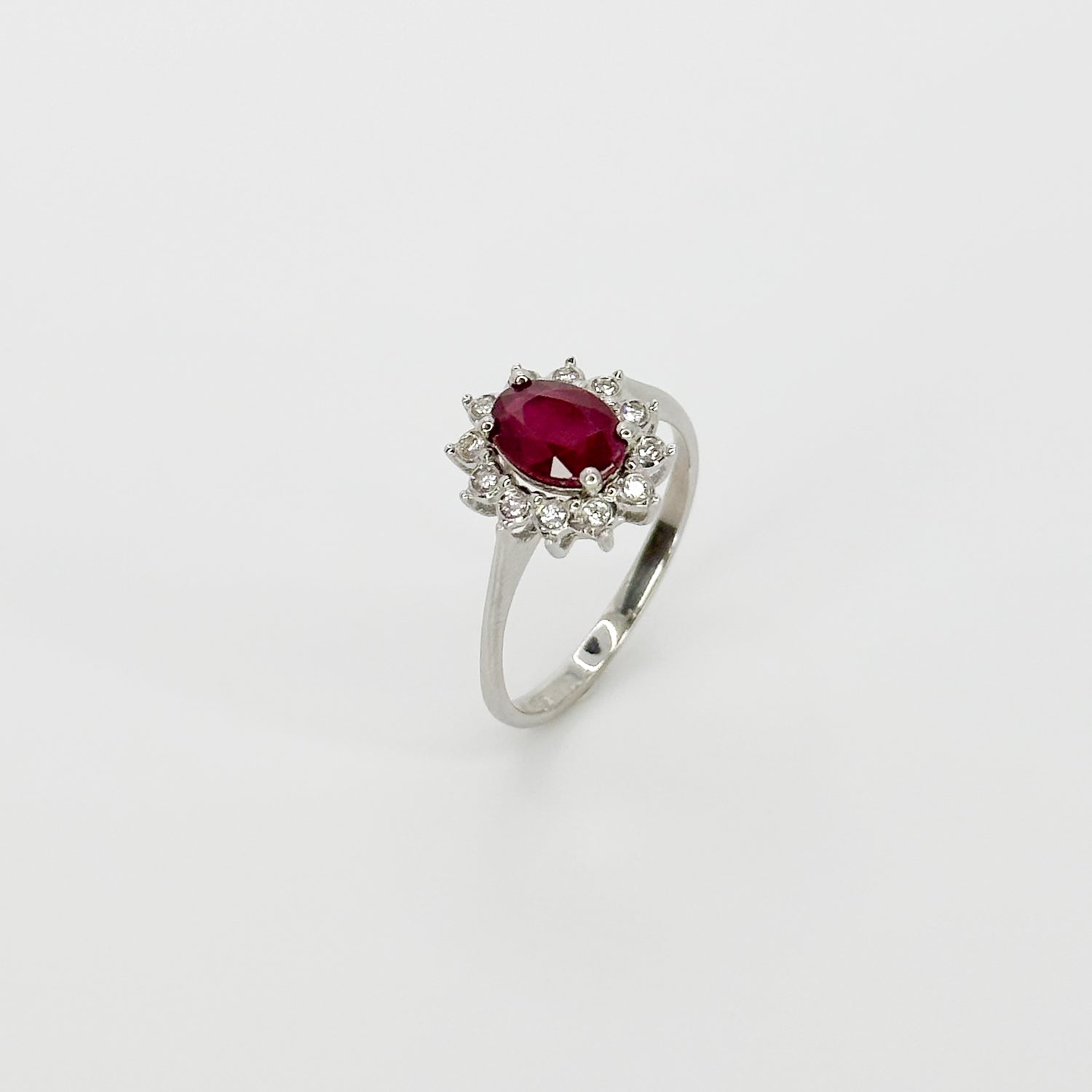 Ruby Ring with Diamond Halo