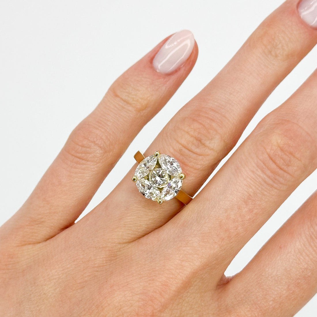 Diamond Cluster Ring in Yellow Gold