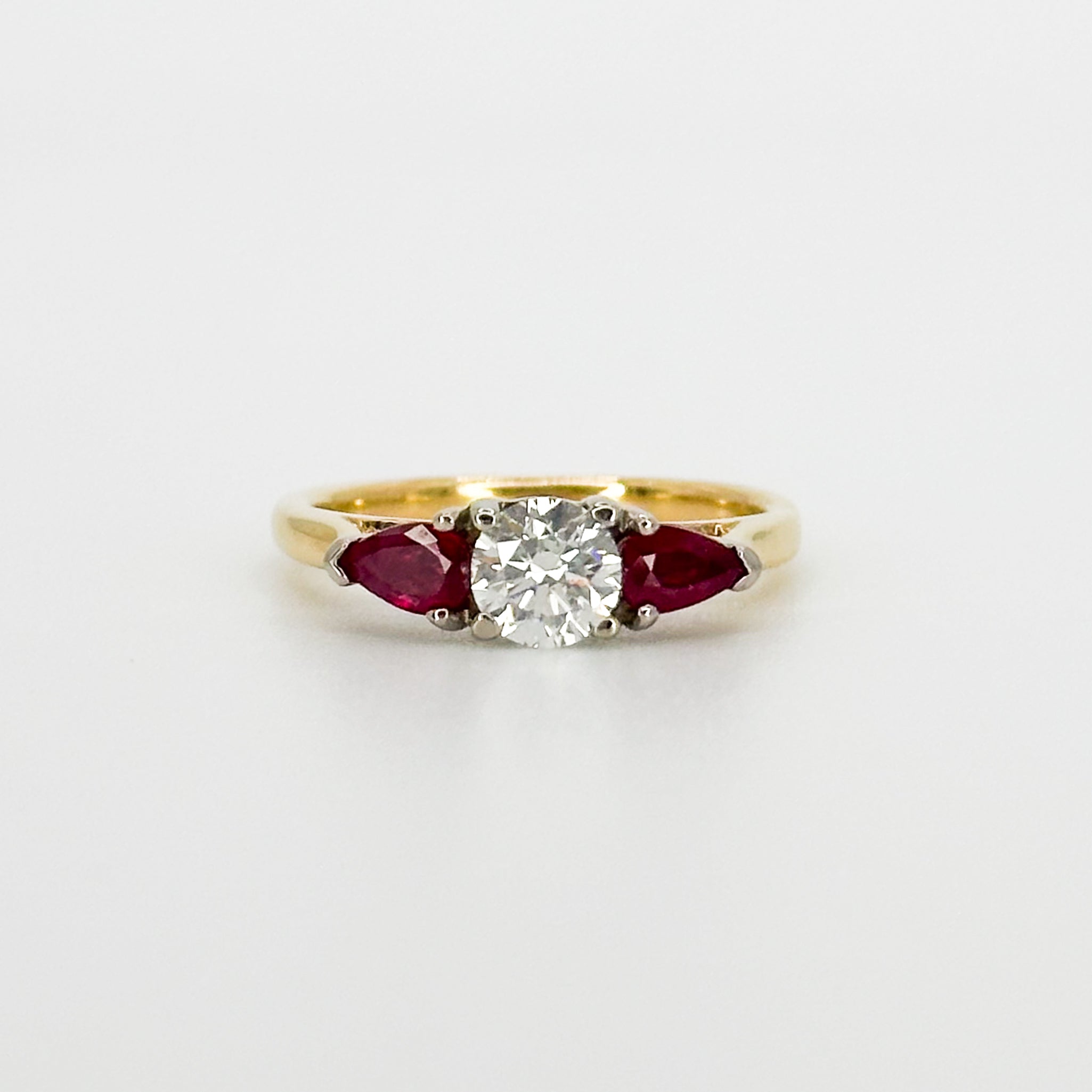 Diamond and Ruby Trilogy Ring in Yellow Gold