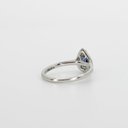 Pear Shape Blue Sapphire Ring with Diamond Halo