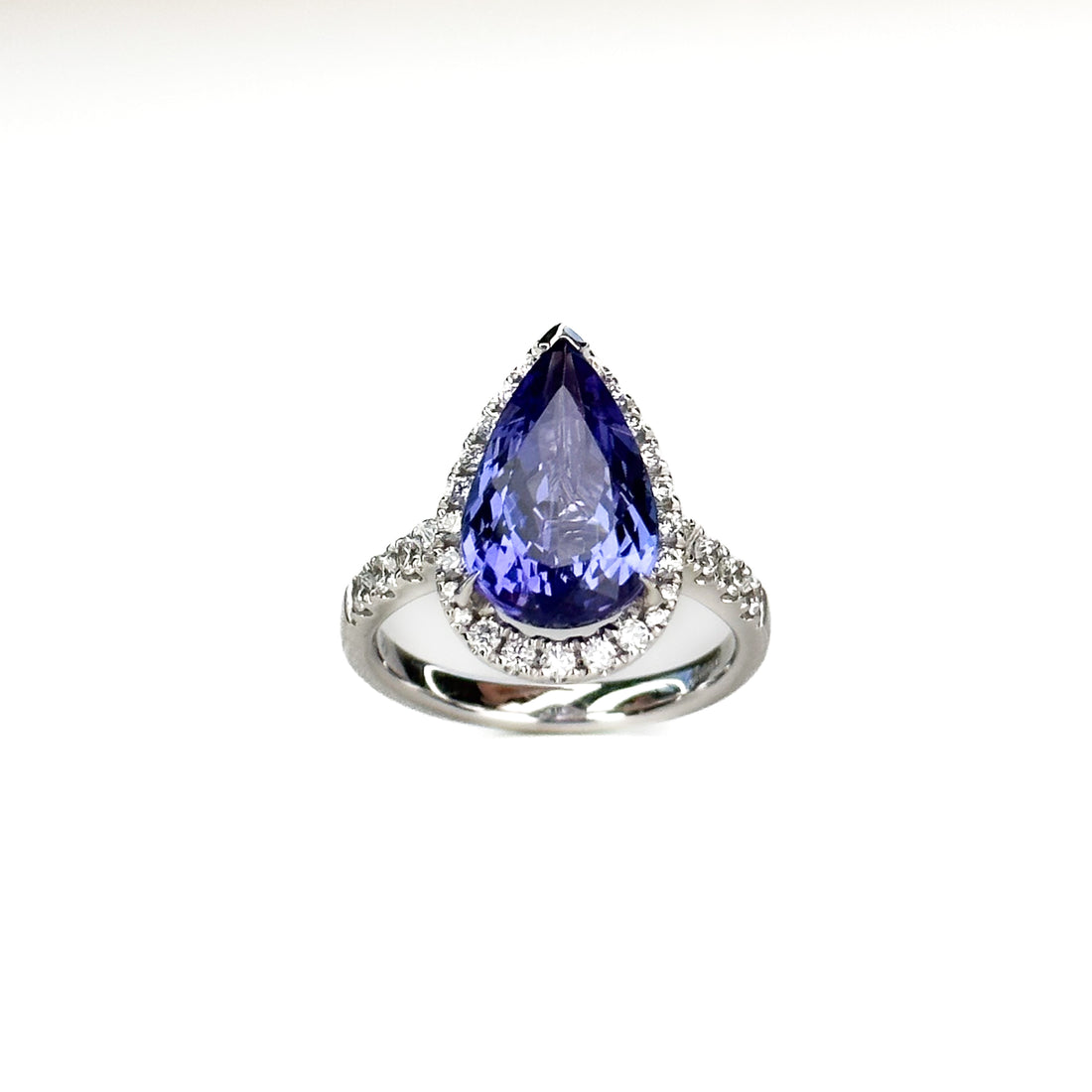 4.54ct Pear Shape Tanzanite and Diamonds Ring