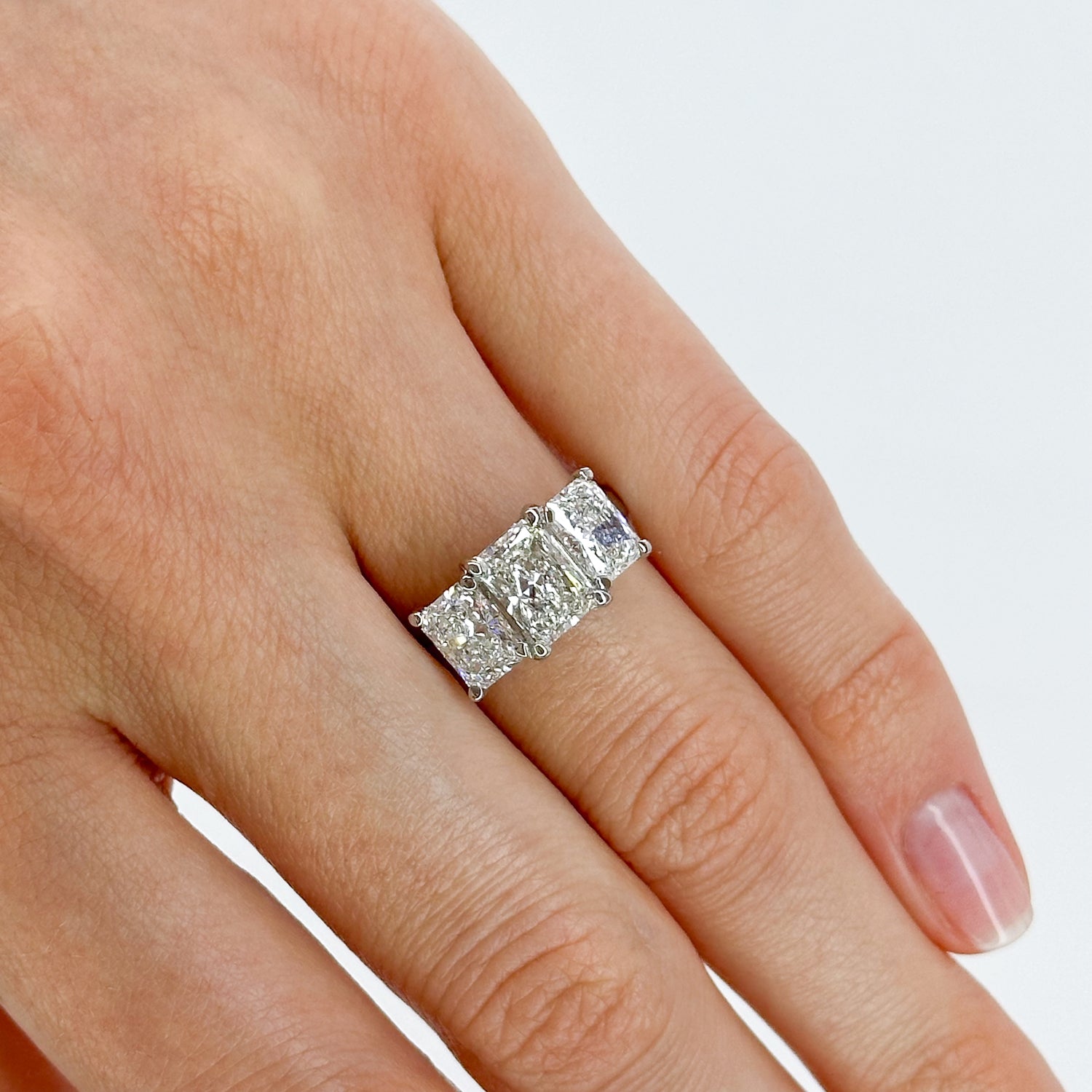 3.53ct Lab-Grown Radiant Cut Trilogy Ring