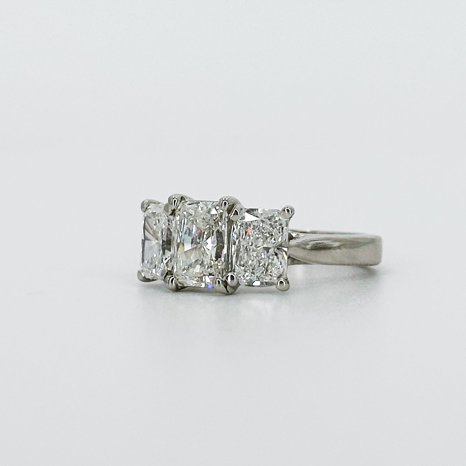 3.53ct Lab-Grown Radiant Cut Trilogy Ring