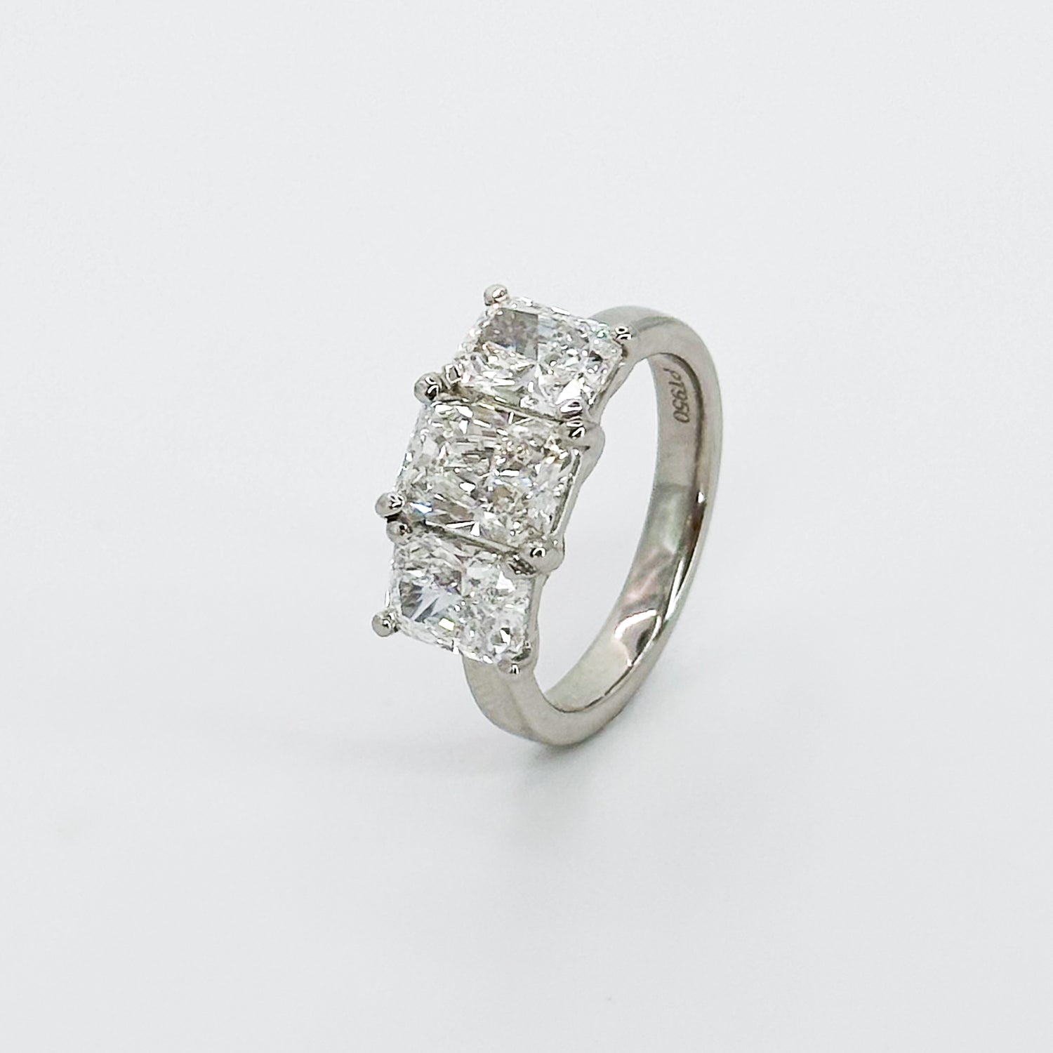 3.53ct Lab-Grown Radiant Cut Trilogy Ring