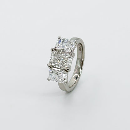 3.53ct Lab-Grown Radiant Cut Trilogy Ring