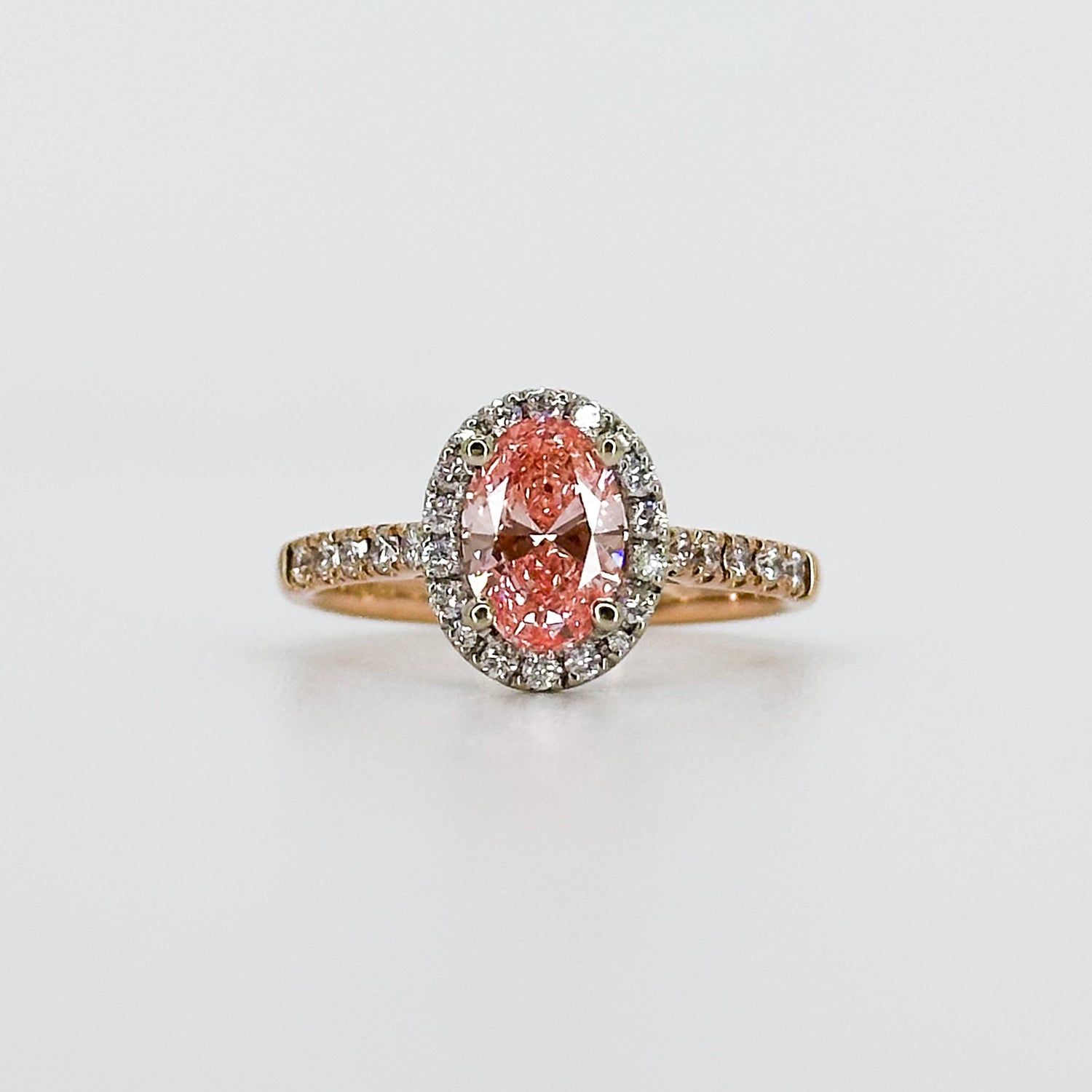 1.00ct Lab-Grown Pink Oval Cut Diamond Ring