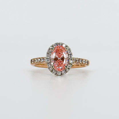 1.00ct Lab-Grown Pink Oval Cut Diamond Ring