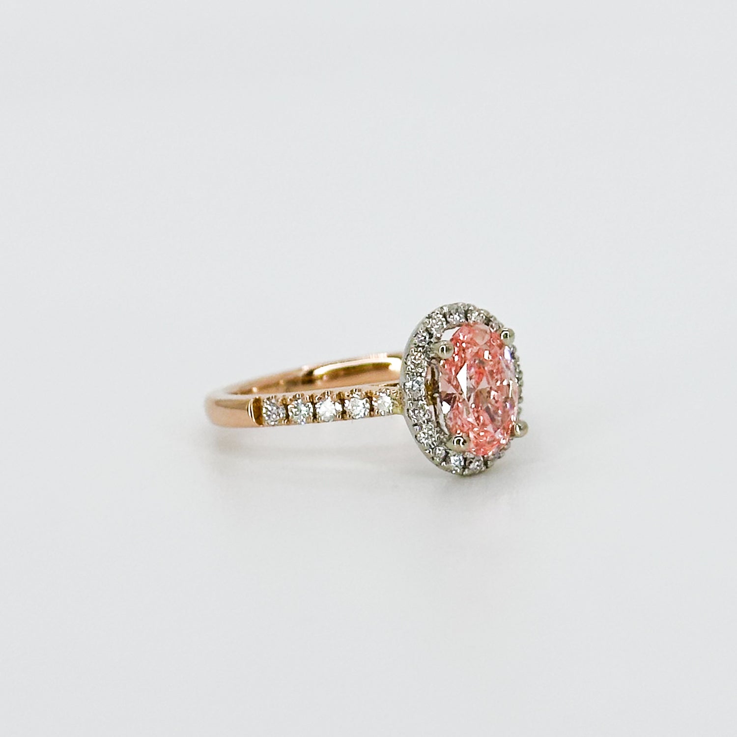 1.00ct Lab-Grown Pink Oval Cut Diamond Ring