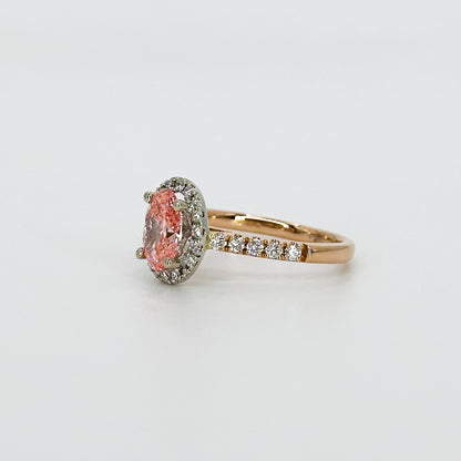 1.00ct Lab-Grown Pink Oval Cut Diamond Ring