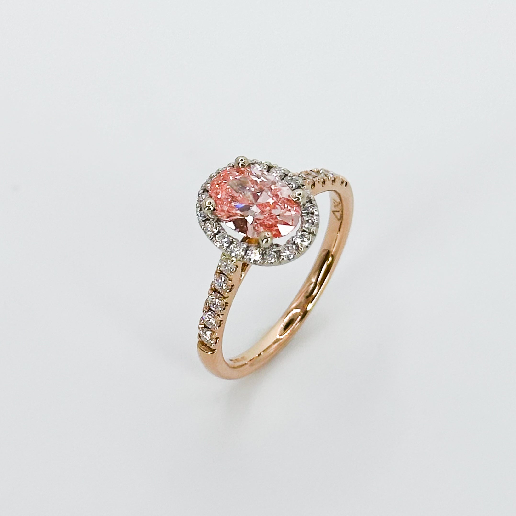 1.00ct Lab-Grown Pink Oval Cut Diamond Ring