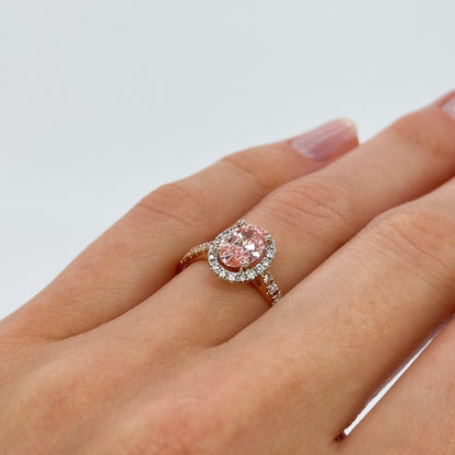 1.00ct Lab-Grown Pink Oval Cut Diamond Ring