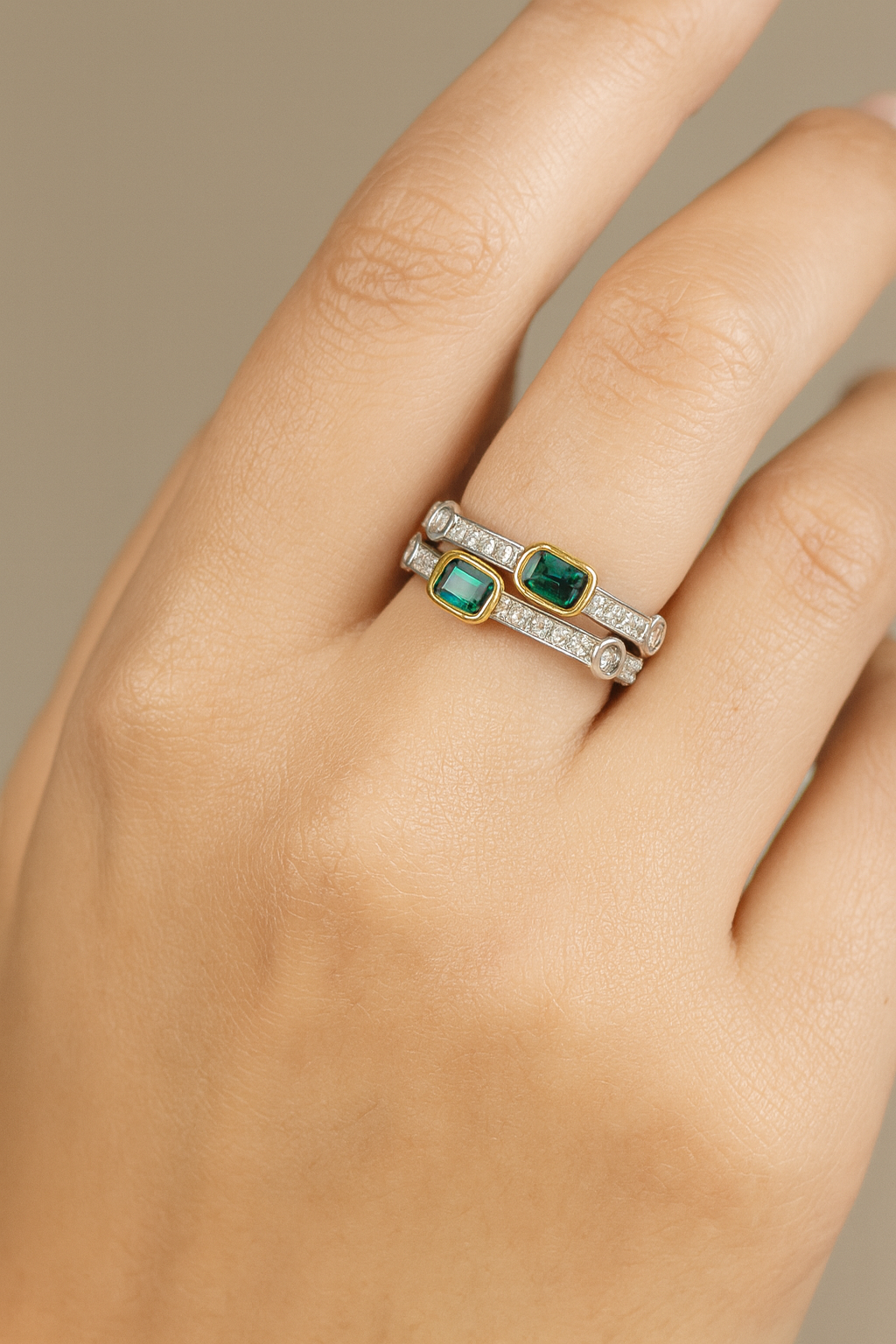 Emerald and Diamond Art-Deco ring