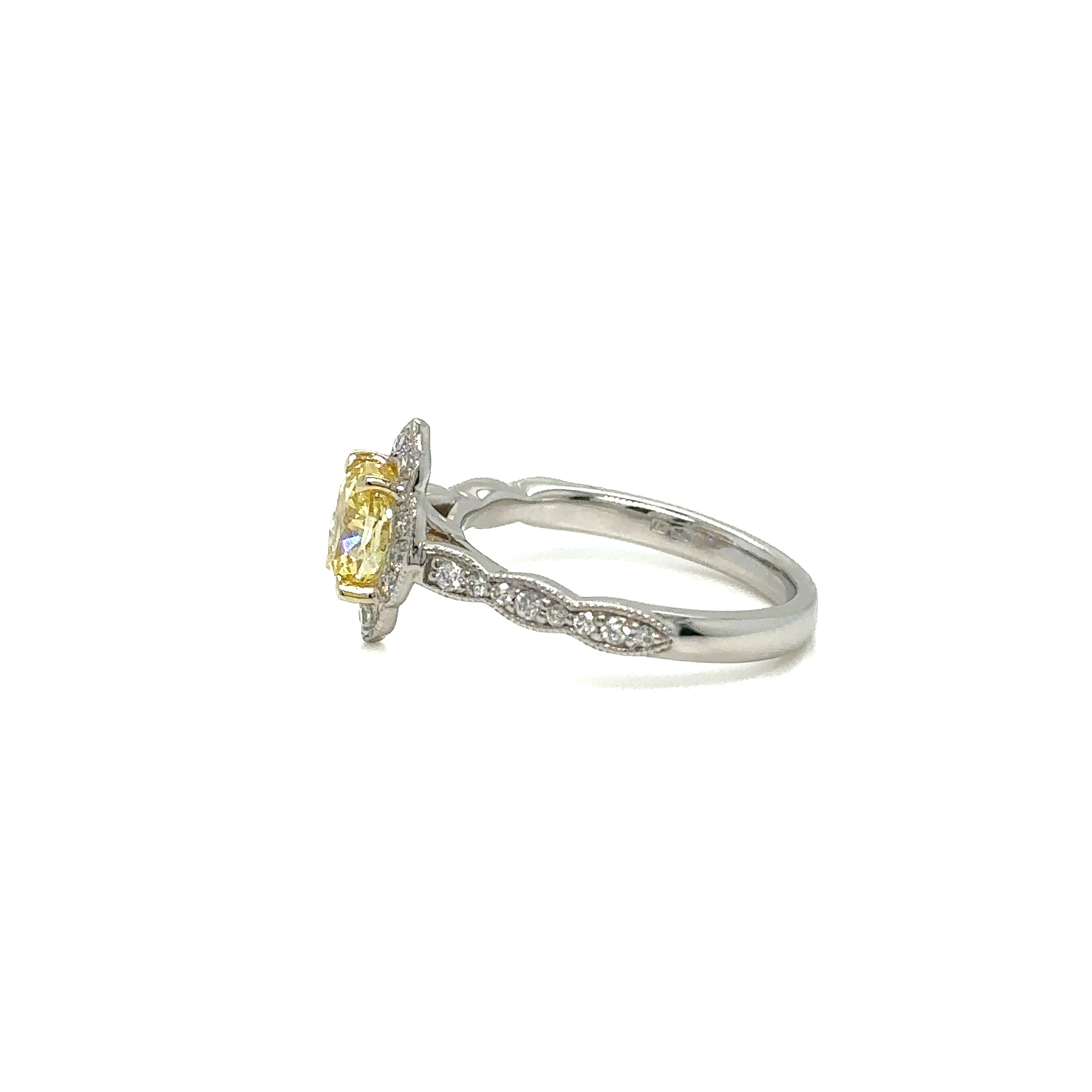 0.91ct Oval Cut Yellow Diamond Ring