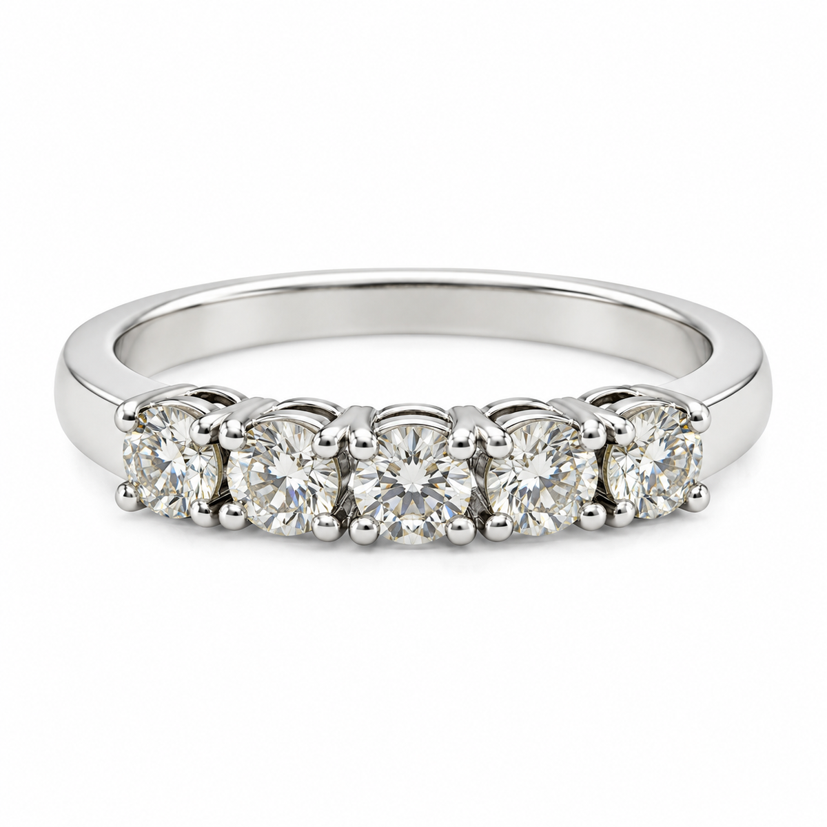 Preloved 1.00ct five-stone natural diamond ring – front view