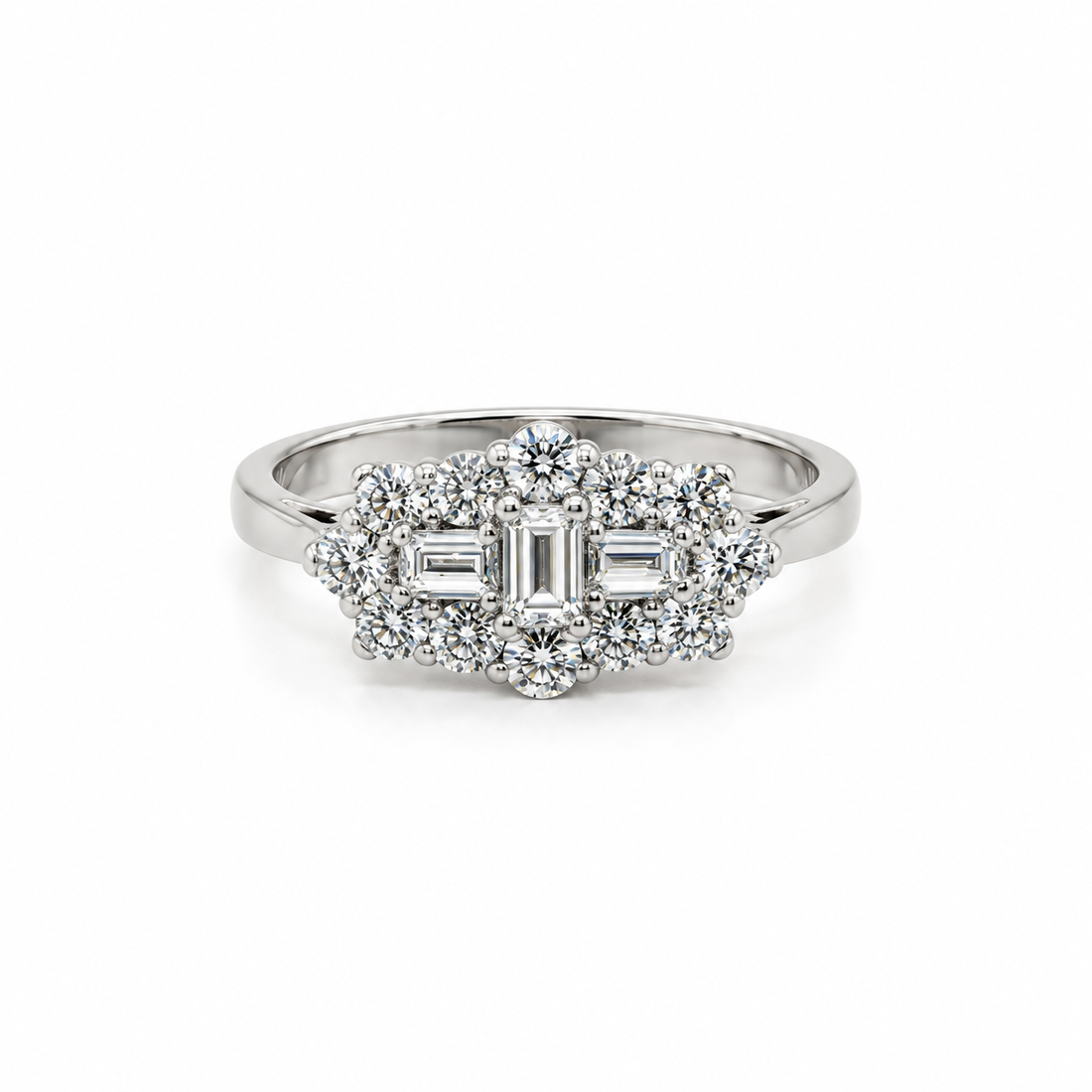 Preloved 1.10ct multi-cut diamond ring – front view